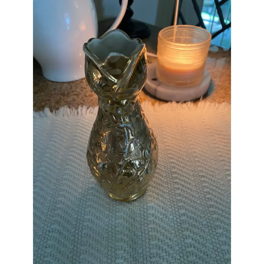 Vintage Weeping Gold VASE 24 Karat Gold Made in USA  mid-century 1950s